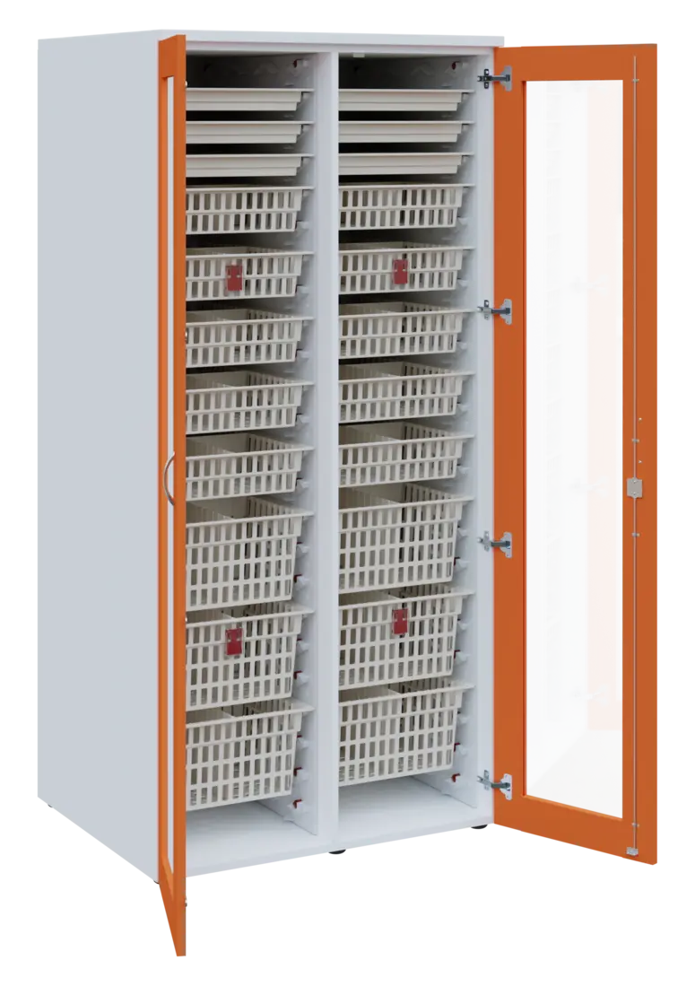 EUROMEDICA S - 90 ABS skříň léková boxová, 2-dveřová/prosklená, 1950x900x735, korpus bílý, dvířka ma